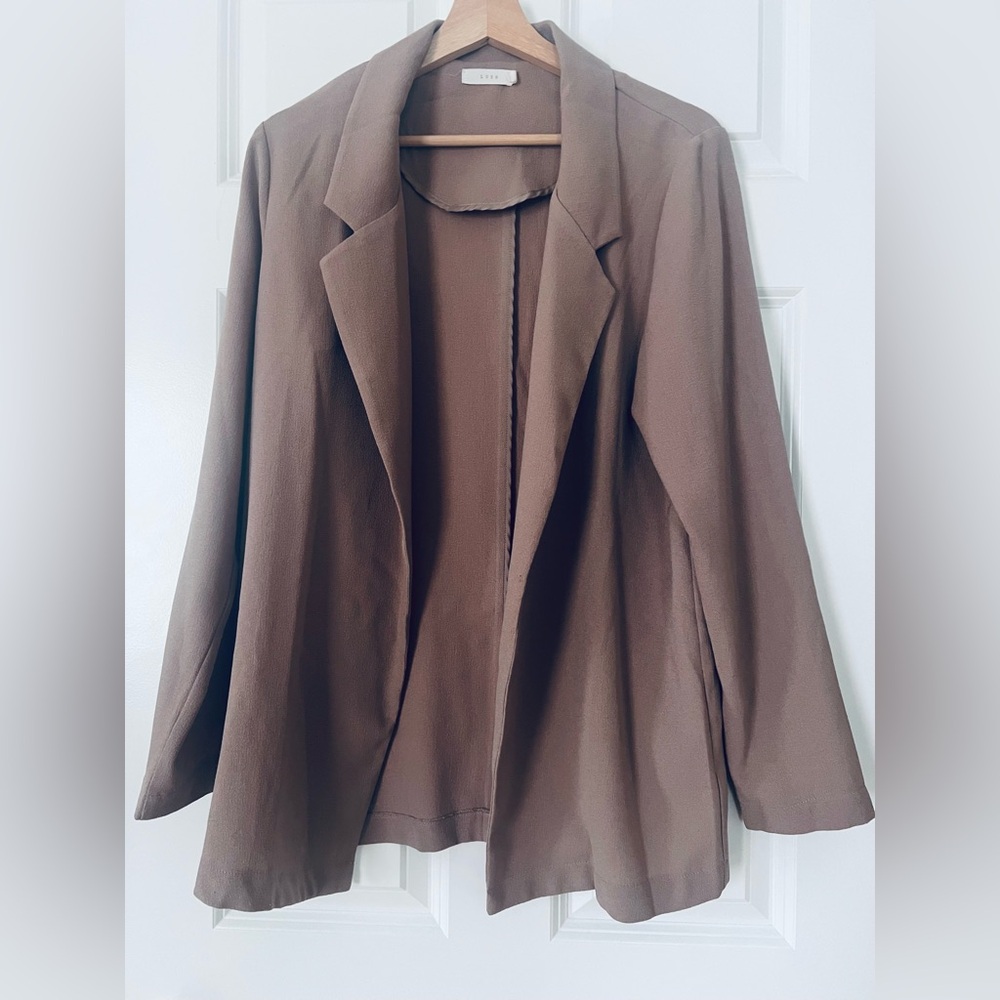 Lush toffee grey Open-Front Blazer Jacket